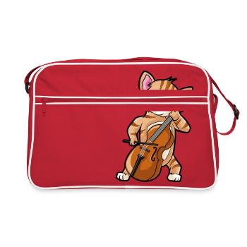 Violon Cat - musicien de violon drôle - Sac Retro - rouge/blanc - Devant