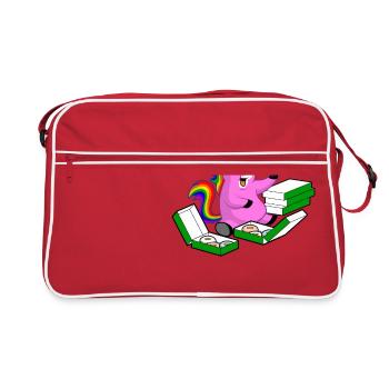 Einhorn Donut süß-Pummeliges Einhorn Geschenk - Retro Tasche - Rot/Weiß - Vorne