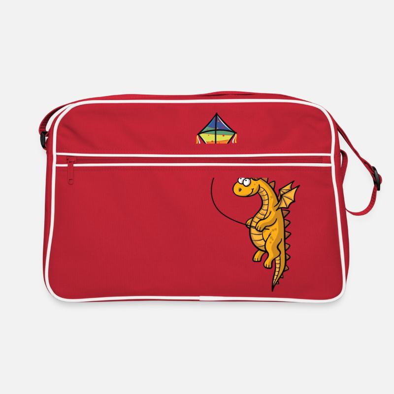 Drache mit Drachen - Retro Tasche - Rot/Weiß