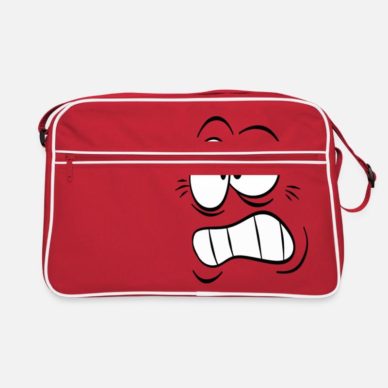 Comic Gesicht - Retro Tasche - Rot/Weiß