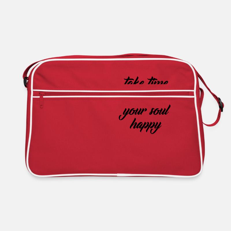 Prenez le temps de rendre votre âme heureuse, cadeau - Sac Retro - rouge/blanc