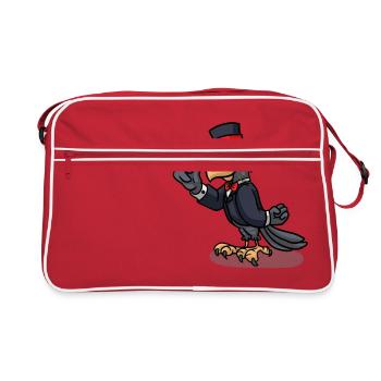 black raven raven crow crows bird - Retro Bag - red/white - Front