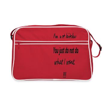 Lustig-I`m - Retro Tasche - Rot/Weiß - Vorne