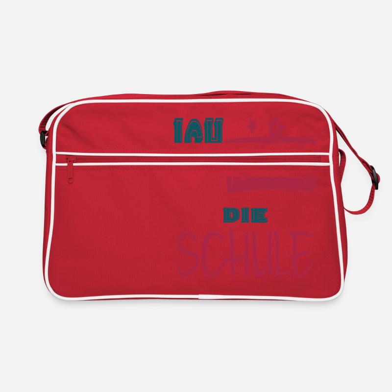 Ich rocke die Schule - Retro Tasche - Rot/Weiß