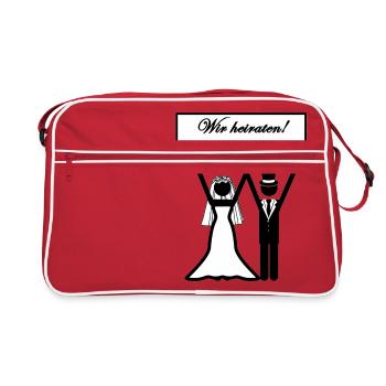 We marry The others are just to drink here! - Retro Bag - red/white - Front