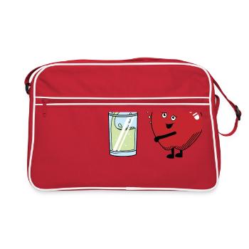 Apple Pee peeing apple juice fruit drink - Retro Bag - red/white - Front