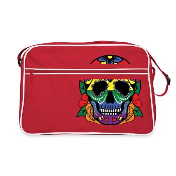 LGBT Sugar Skull Gay Pride Homosexuelle Homo-Ehe - Retro Tasche - Rot/Weiß - Vorne