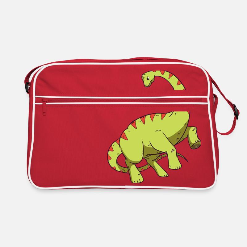 Apatosaurus Langhals Dinosaurier - Retro Tasche - Rot/Weiß