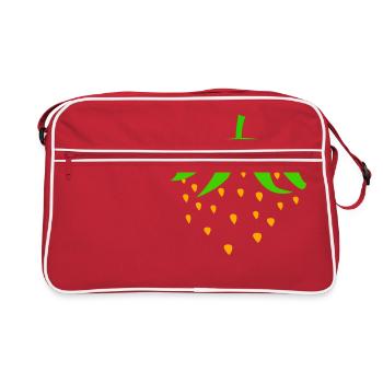 Erdbeere Kostüm Fasching Karneval Erdbeeren Obst - Retro Tasche - Rot/Weiß - Vorne