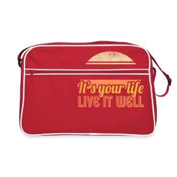 Es ist dein Leben, lebe es gut - Retro Tasche - Rot/Weiß - Vorne