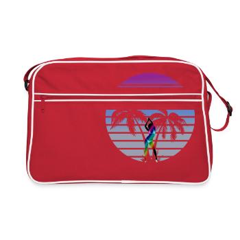 synth wave babe 80s miami style palms - Retro Bag - red/white - Front