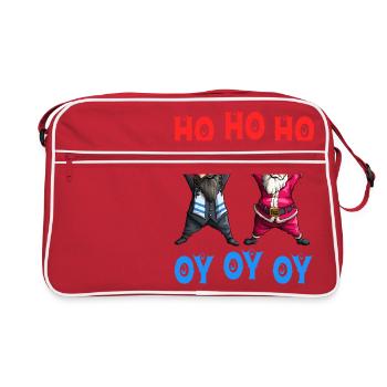 Ho Ho Ho Oy Oy Oy Noël drôle Santa Hanukkah J - Sac Retro - rouge/blanc - Devant