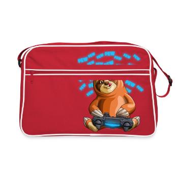 Pew Gamer Sloth Funny PewPewPew Video Gaming Gift - Retro Bag - red/white - Front