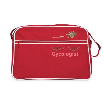 Cycologist Tee Funny MTB Cycling Gift tee - Retro Bag - red/white - Front