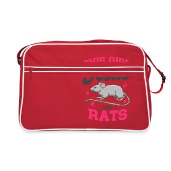 Les rats caressent cette fille court sur Jésus et les rats - Sac Retro - rouge/blanc - Devant