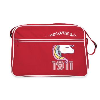 Funny Birthday Awesome Since 1911 - Retro Bag - red/white - Front