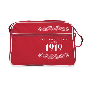Lustiger Geburtstag ist seit 1919 total genial - Retro Tasche - Rot/Weiß - Vorne