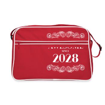 Drôle d’anniversaire étant totalement génial depuis 2028 - Sac Retro - rouge/blanc - Devant
