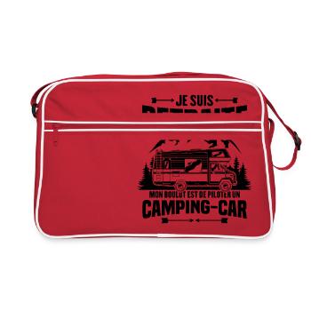 Je suis retraité et piloter un camping-car Cadeau - Sac Retro - rouge/blanc - Devant