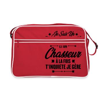 Je suis un super papy et un chasseur, Cadeau papy - Sac Retro - rouge/blanc - Devant