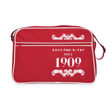 Meilleur mari depuis l’anniversaire de mariage de 1909 - Sac Retro - rouge/blanc - Devant