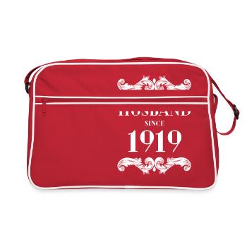 Bester Ehemann seit 1919 Hochzeitstag - Retro Tasche - Rot/Weiß - Vorne