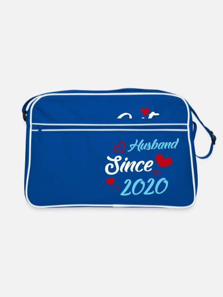 Meilleur mari depuis le mariage 2020 - Sac Retro - bleu/blanc - Devant
