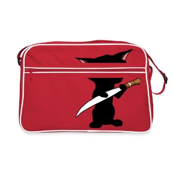 Chat avec un couteau - Sac Retro - rouge/blanc - Devant