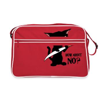 Cat With Knife – How About No - Retro Bag - red/white - Front