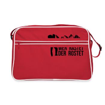 Wer rastet der rostet - Berge Wanderer Bergsteigen - Retro Tasche - Rot/Weiß - Vorne