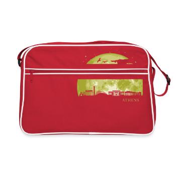 ATHENS Moon Light Night Stars Skyline - Retro Bag - red/white - Front