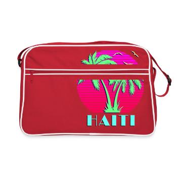 Haiti Retro Palm Trees Sunset - Retro Bag - red/white - Front