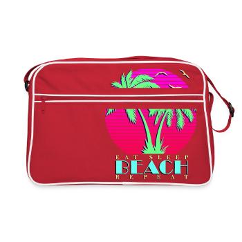 Eat sleep beach repeat - Retro Bag - red/white - Front