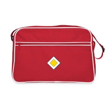Verkehrsschild Führerschein Vorfahrtsstraße - Retro Tasche - Rot/Weiß - Vorne