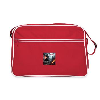 Feuerklingen Krieger in Ruinenland - Retro Tasche - Rot/Weiß - Vorne