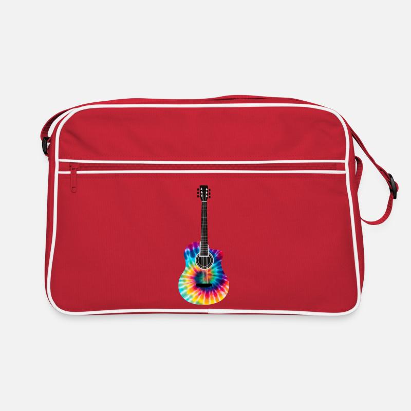 Multi-Colored Tie Dye Guitar Design Retro Bag