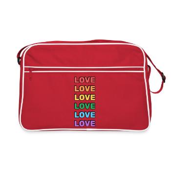 Rainbow Love Word Pattern - Retro Bag - red/white - Front