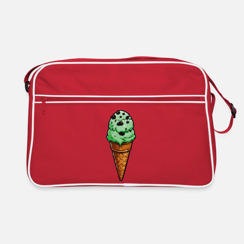 Dessin animé Cornet de glace au chocolat menthe Sac Retro
