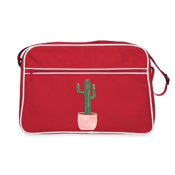 Kaktus im Blumentopf - gross - Retro Tasche - Rot/Weiß - Vorne
