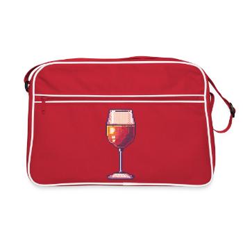 Pixel Weinglas Retro - Retro Tasche - Rot/Weiß - Vorne