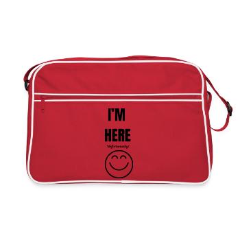 I'M HERE ,unfortunately,smile face,funny sarcastic - Retro Bag - red/white - Front