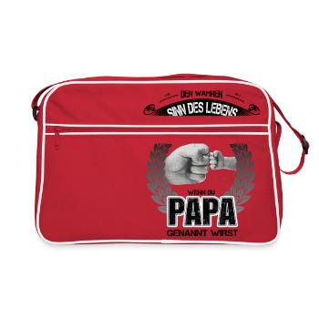 Stolzer Vater! Kind! Freunde! - Retro Tasche - Rot/Weiß - Vorne