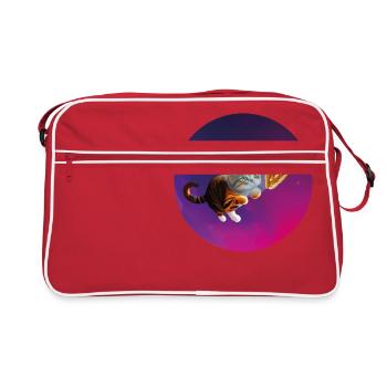 Drôle mignon chat coquin Bengale Main Coon Space - Sac Retro - rouge/blanc - Devant