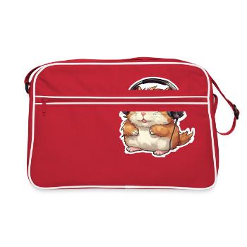 Un hamster mignon qui joue à des jeux vidéo - Sac Retro - rouge/blanc - Devant