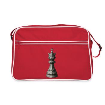 Roi des échecs – Illustration géométrique sombre - Sac Retro - rouge/blanc - Devant