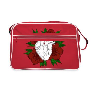 flowering heart - Retro Bag - red/white - Front
