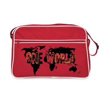 One World - Orange - Retro Tasche - Rot/Weiß - Vorne