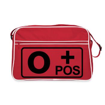 #302 Blutgruppe 0 pos - Retro Tasche - Rot/Weiß - Vorne