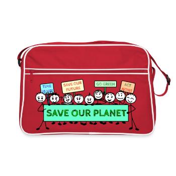 Logo de la manifestation changement climatique - Sac Retro - rouge/blanc - Devant