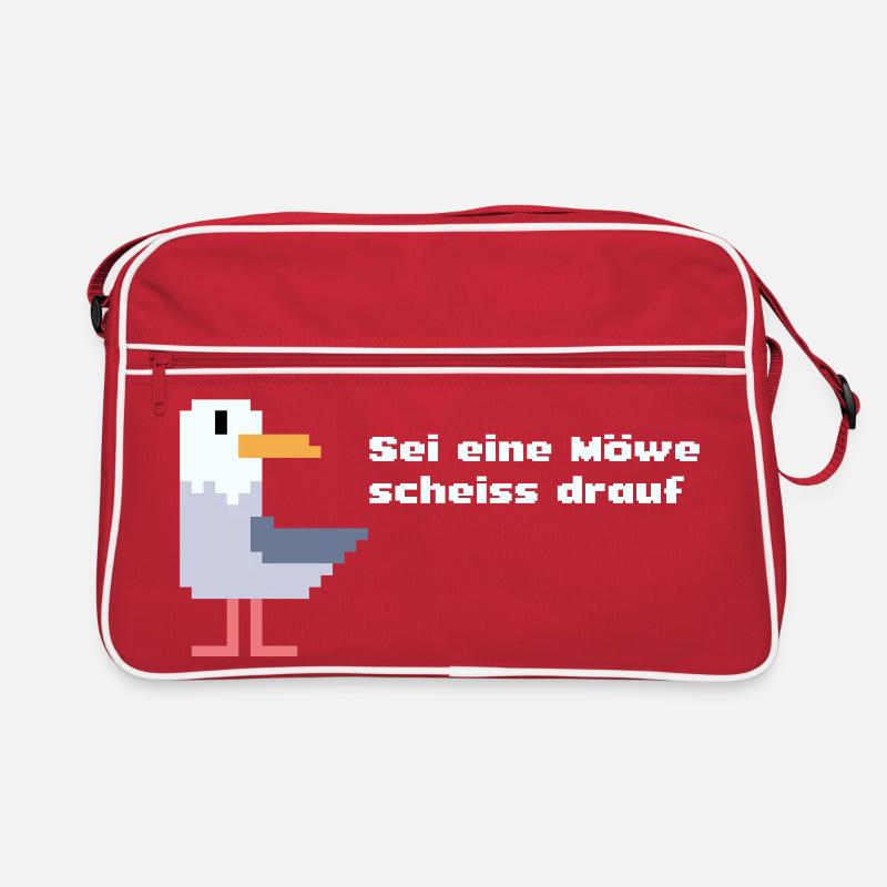 sei eine pixel Möwe - Retro Tasche - Rot/Weiß